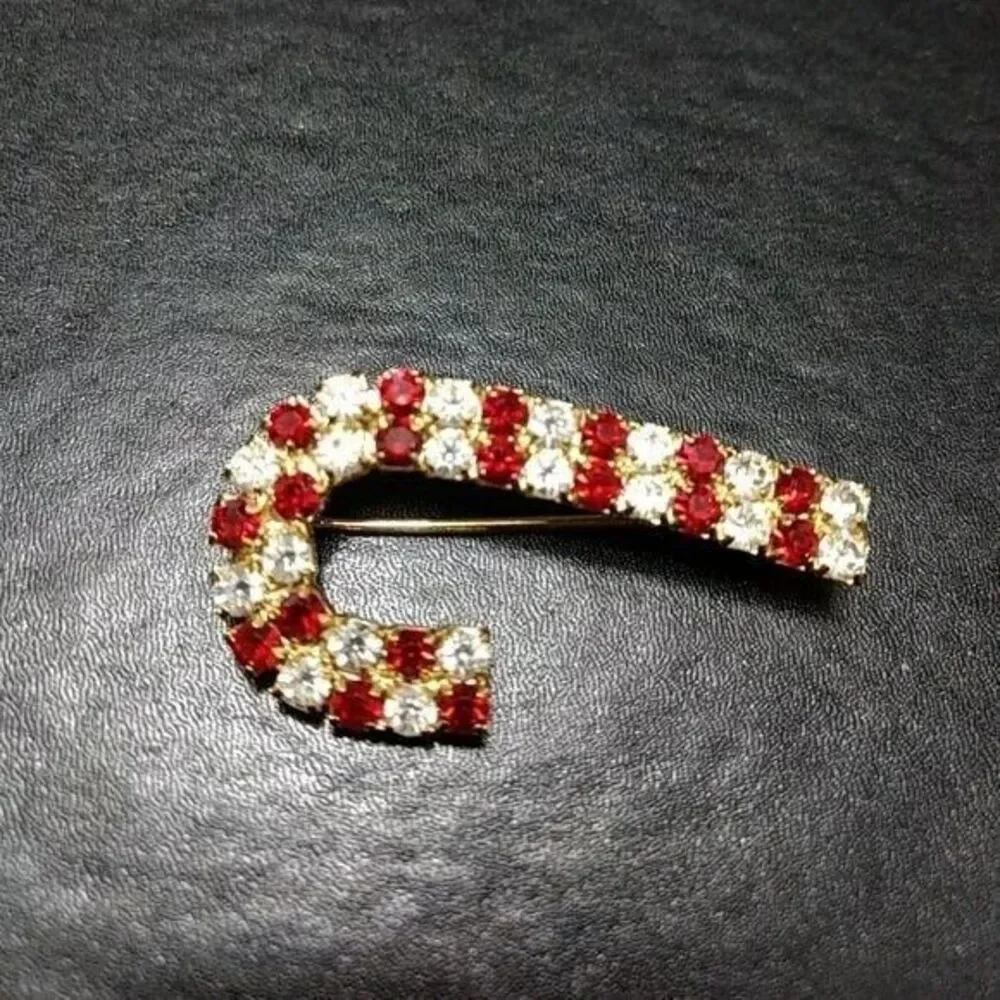 Vintage red & White Candy Cane Holiday pin